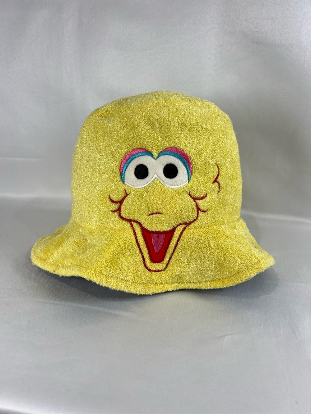 Sesame Street Yellow Plush Big Bird Terry Bucket Hat with Embroidered Face